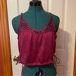 Free people purple satin camisole crop top size medium